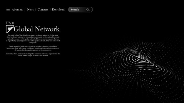 Vector fondo oscuro futurista El efecto de onda de una red de puntos blancos Big data Ilustración de tecnologías e inteligencia artificial El efecto de la oscilación de partículas