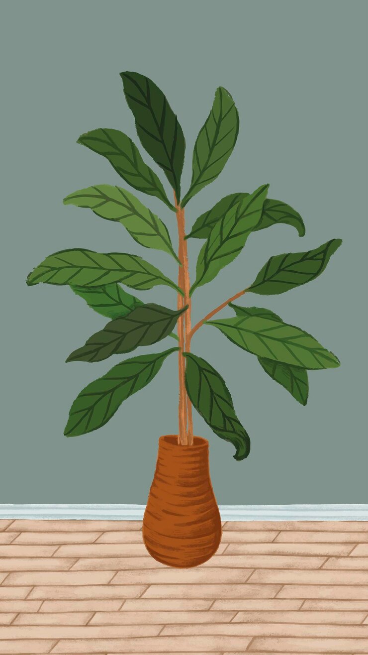 Vector vector de fondo de pantalla de teléfono móvil estilo boceto de planta de interior