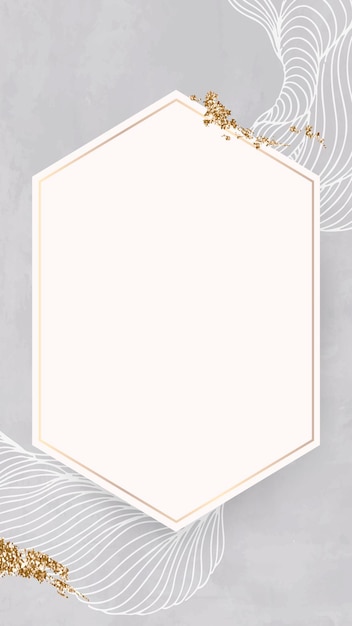 Vector de fondo de pantalla de teléfono móvil de marco hexagonal brillante dorado