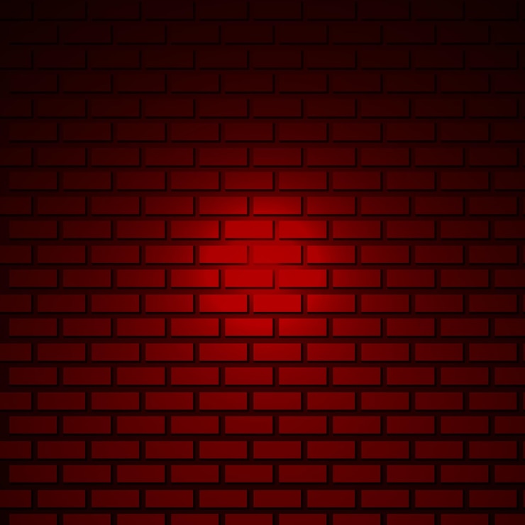 Vector vector fondo de pared de ladrillo nocturno para luces de neón concepto lugar de texto de pared de ladrillo oscuro