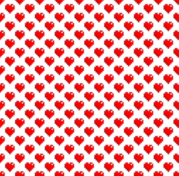 Vector de fondo de patrón de corazón de pixel art