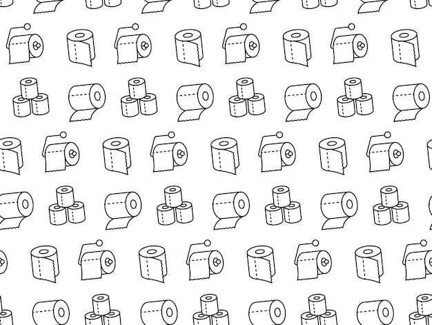 Vector de fondo con patrón sin costura de línea delgada de papel higiénico