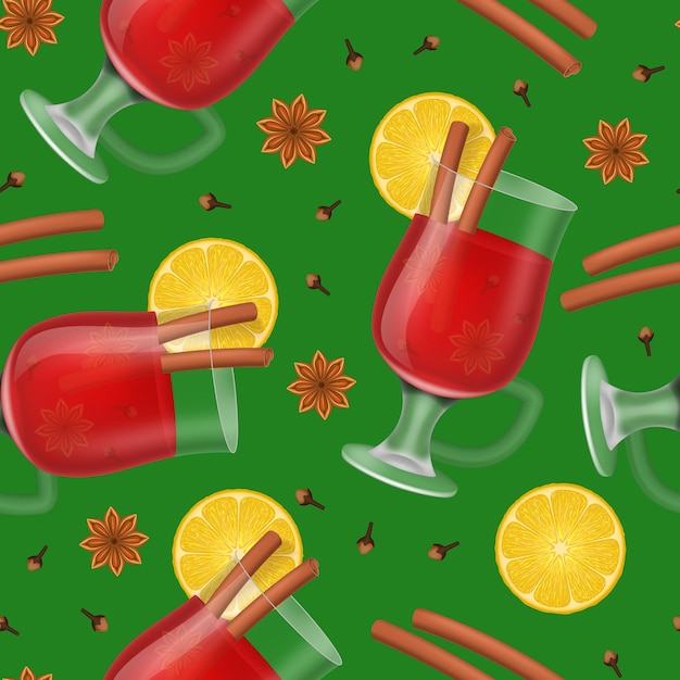 Vector de fondo de patrón sin costuras de vino tinto moldeado detallado realista en 3D