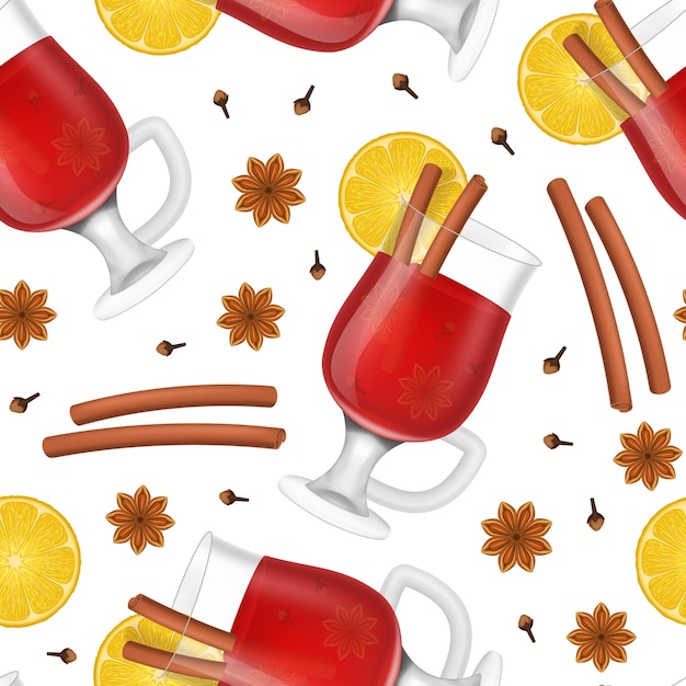 Vector de fondo de patrón sin costuras de vino tinto moldeado detallado realista en 3D