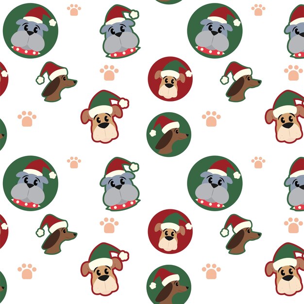 Vector de fondo de patrón con diferentes mascotas y ropa de invierno