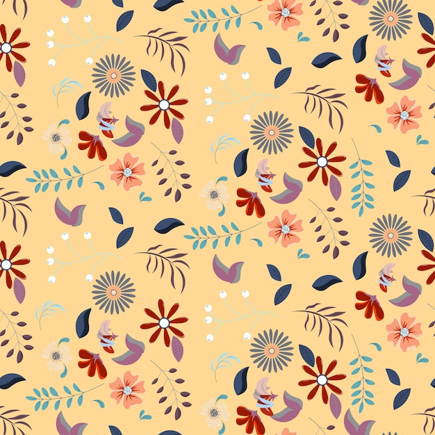 Vector de fondo de patrón floral abstracto plano mano dibujar