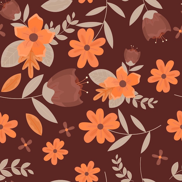 Vector de fondo de patrón floral abstracto plano mano dibujar