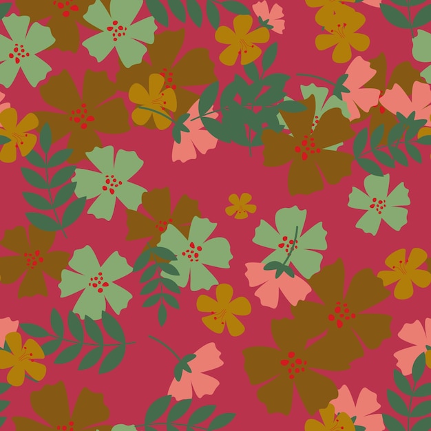 Vector de fondo de patrón floral abstracto plano mano dibujar