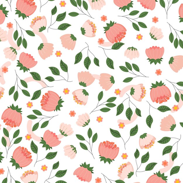 Vector de fondo de patrón floral abstracto plano mano dibujar