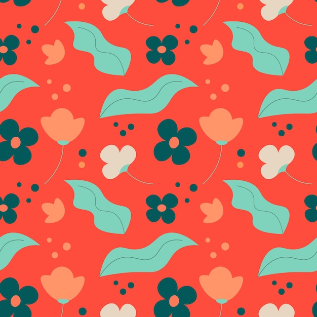 Vector de fondo de patrón floral abstracto plano mano dibujar