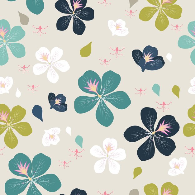 Vector vector de fondo de patrón floral dibujado a mano sin costuras