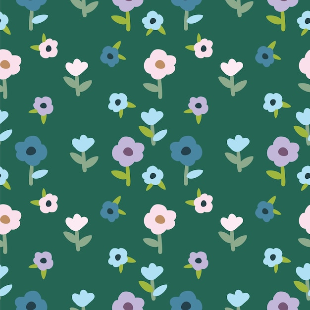Vector de fondo de patrón floral dibujado a mano sin costuras