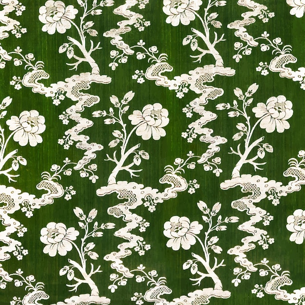 Vector de fondo de patrón floral verde vintage