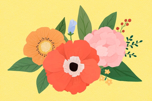 Vector de fondo de patrón de flores dibujadas a mano