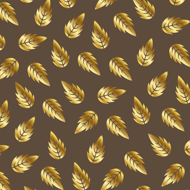 Vector de fondo con patrón de hoja dorada marrón
