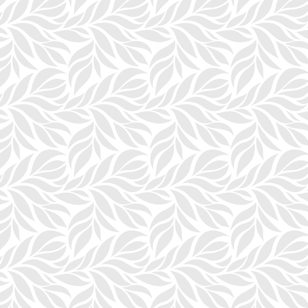 Vector de fondo de patrón de hojas naturales sin costuras de color gris claro