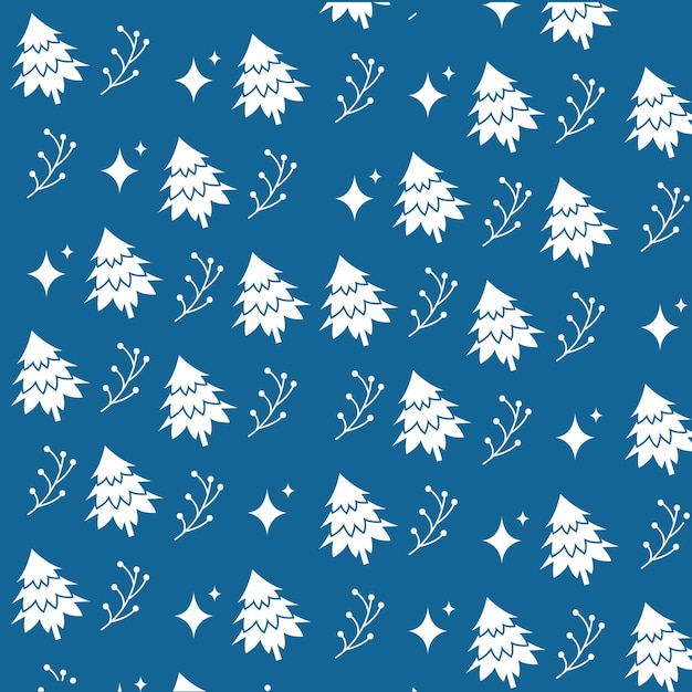 Vector de fondo del patrón de los íconos de los árboles de invierno