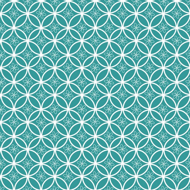Vector de fondo de patrón de repetición de flor verde azulado y blanco