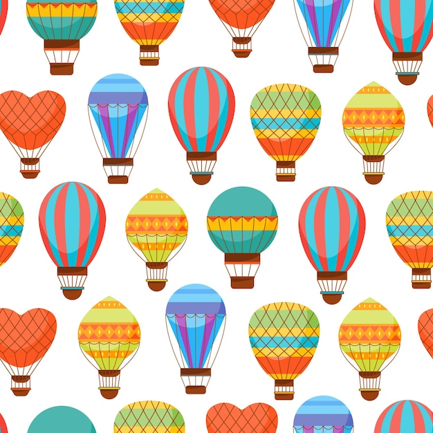 Vector de fondo de patrones sin fisuras de globos de aire de dibujos animados