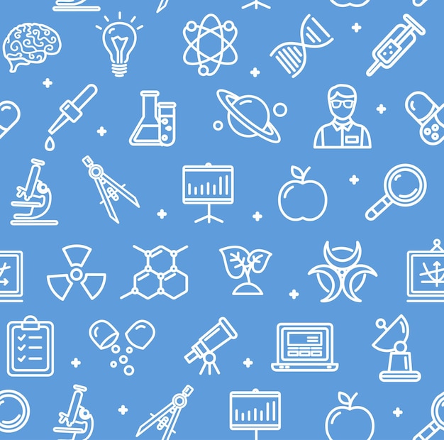 Vector de fondo de patrones sin fisuras de investigación científica