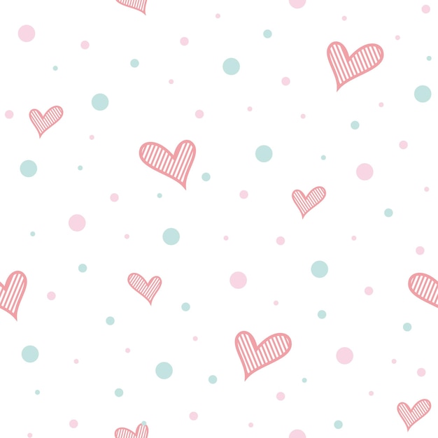 vector de fondo de patrones sin fisuras de lunares y corazón