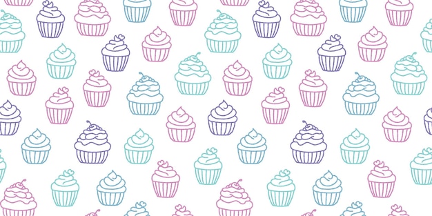 Vector vector de fondo de patrones sin fisuras de repetición de cupcakes coloridos