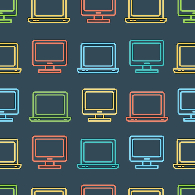 Vector de fondo de patrones sin fisuras de símbolo de pantalla de computadora
