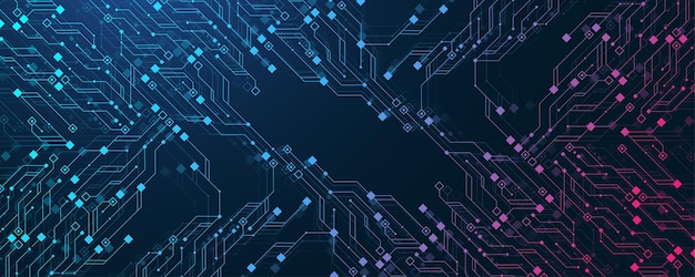 Vector de fondo de la placa de circuitos azul futurista