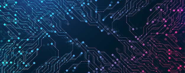 Vector de fondo de la placa de circuitos azul futurista