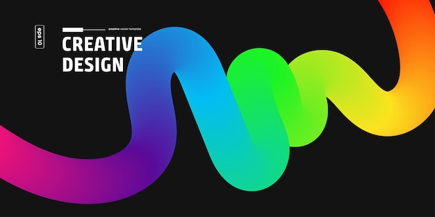 Vector de fondo de la plantilla de diseño de ondas fluidas de arco iris