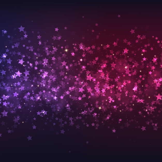 Vector de fondo púrpura-rosa con estrellas de colores