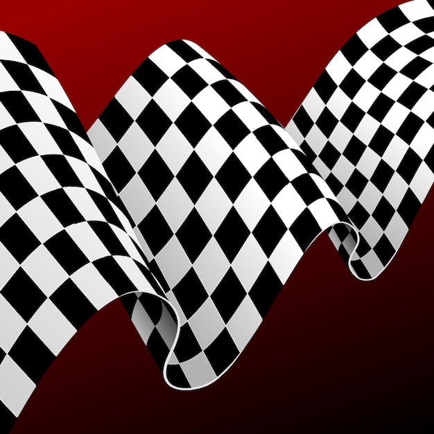 Vector de fondo de tarjeta de concepto de bandera de carreras a cuadros 3d detallado realista