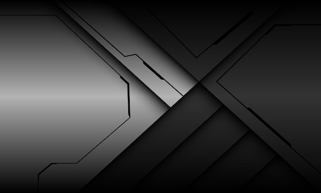 Vector de fondo de tecnología futura moderna de diseño de circuito negro geométrico de metal gris plateado abstracto