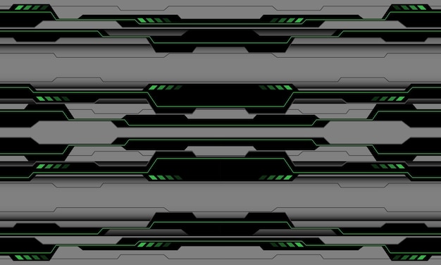 Vector de fondo de tecnología futura moderna de diseño sin costura gris cibernético de circuito negro verde abstracto