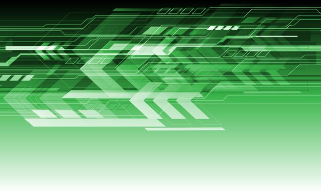 Vector de fondo de tecnología futurista geométrica de metal negro cibernético de dirección de flecha verde abstracto
