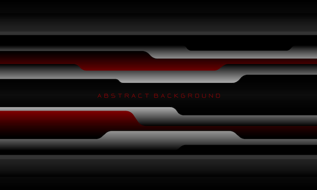 Vector de fondo de tecnología futurista de lujo de línea geométrica cibernética gris plata roja abstracta