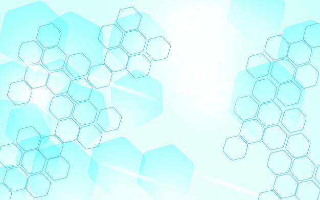 Vector de fondo de tecnología de luz azul hexagonal abstracto