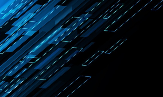 Vector de fondo de tecnología moderna de diseño negro futurista geométrico cibernético abstracto azul