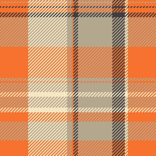 Vector de fondo textil de tartán a cuadros con una textura de tela sin costuras en colores naranja y pastel