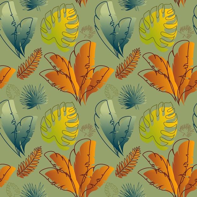 Vector fondo transparente patrón imagen hojas tropicales silueta