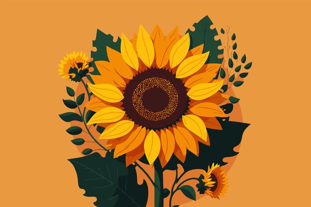 Vector vector de fondo de verano botánico de girasoles amarillos