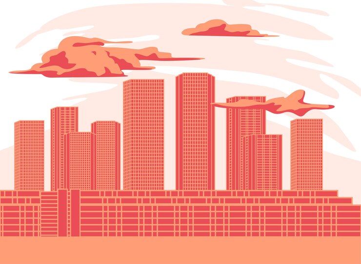 Vector de fondo de vista de edificio de torre de ciudad