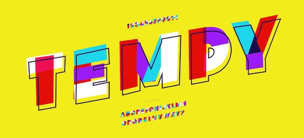 Vector font tempy estilo colorido tipografía moderna