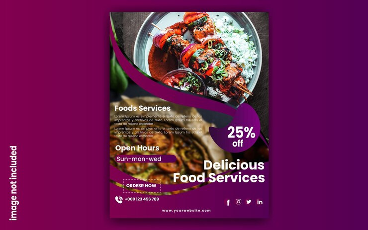 Vector food promoción en las redes sociales y plantilla de diseño de post de banner de Facebook