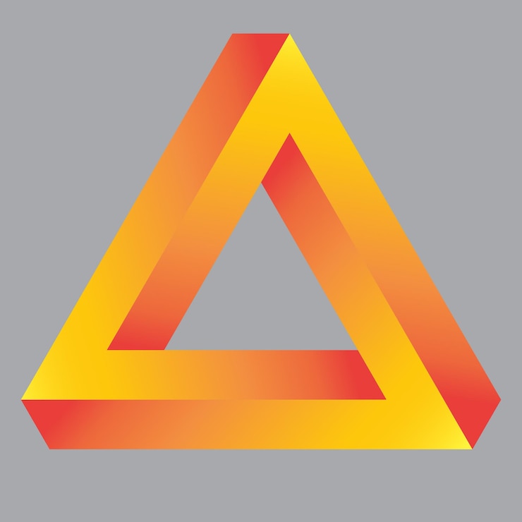Vector vector de forma 3d del triángulo imposible del logotipo