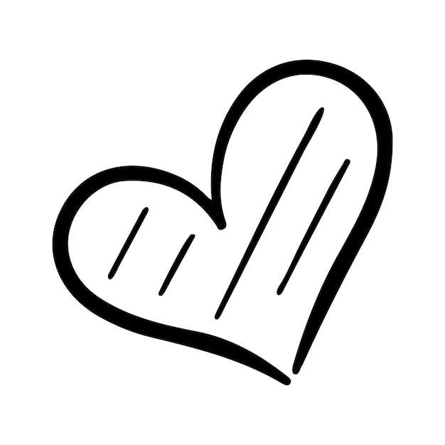 Vector en forma de corazón Doodle Ilustración de amor Diseño dibujado a mano Invitación romántica de boda