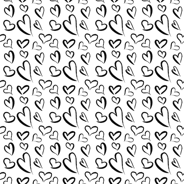 Vector de forma de corazón patrón sin costura garabatos ilustración de fondo abstracta