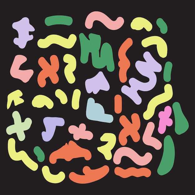 Vector de formas abstractas coloridas, fluidas y dibujadas a mano