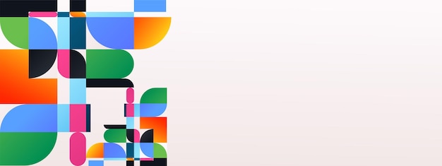 Vector de formas geométricas coloridas con fondo de mosaico