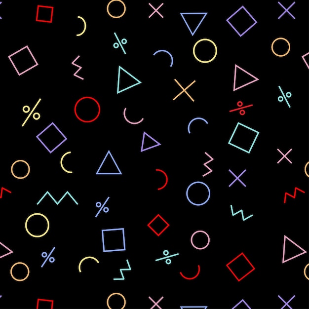 Vector formas geométricas fondo memphis diseño elementos retro para cartel de banner web